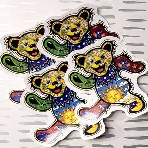 Hippie Free Spirit Bear Bundle of 4 Vinyl Stickers